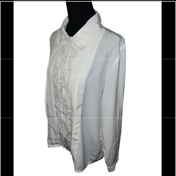 Vintage Christie & Jill Pearl Embellished Blouse Size 14 - Picture 2 of 6